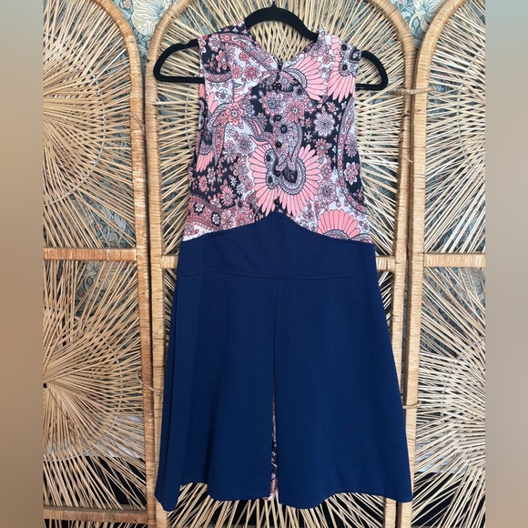 Vintage Pants - Vintage 1970s romper Print Pink & Navy